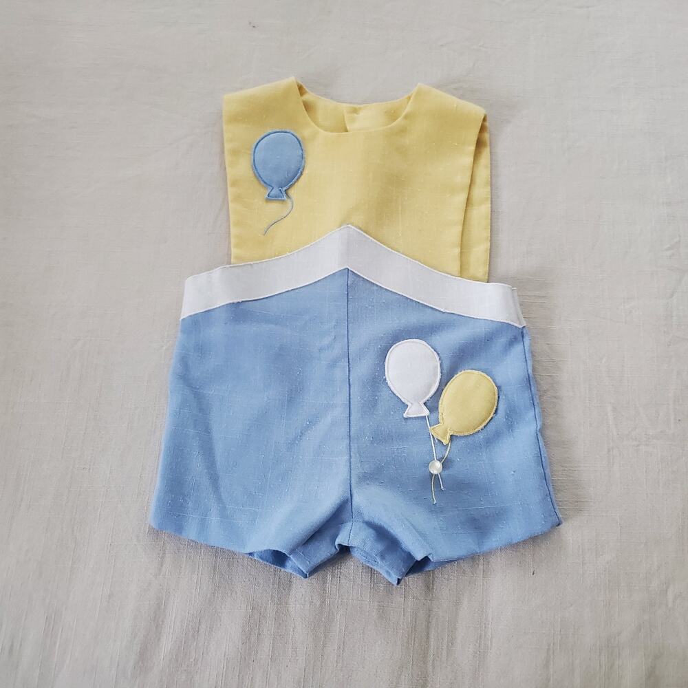 Vintage Yellow & Light Blue Balloon Romper